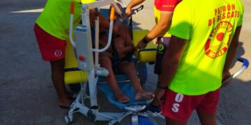 El servicio de baño adaptado de Marbella incorpora una grúa