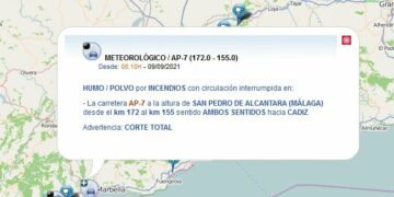 Cortada la AP-7 a su paso por Estepona y Marbella