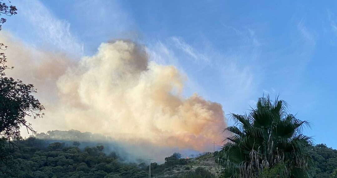 80 bomberos forestales intentan sofocar un nuevo incendio en el término municipal de Casares