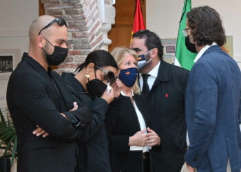 Feliciano López, Conchita Martínez y Garbiñe Muguruza en el último adiós a Manolo Santana