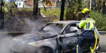 Un vehículo sale ardiendo en la AP-7 a la altura de El Higuerón