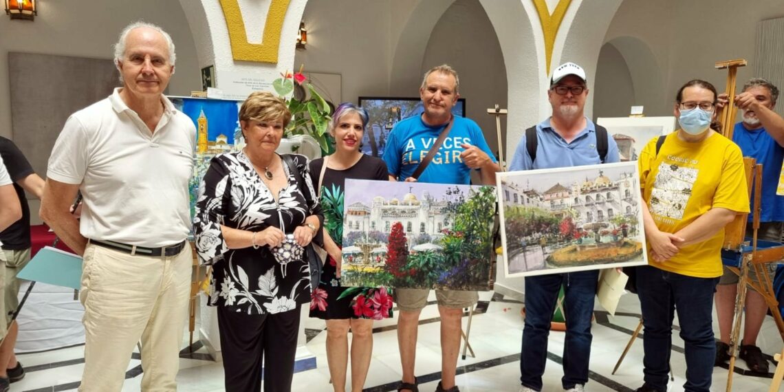 Dos paisajes urbanos de la plaza de Las Flores ganan el II Concurso de Pintura Rápida al Aire Libre