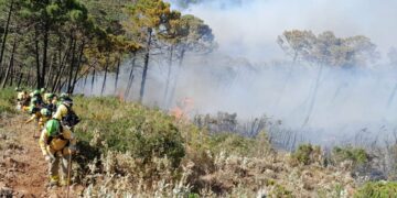 Uno de los bomberos heridos en el incendio de Pujerra está consciente y con buena evolución