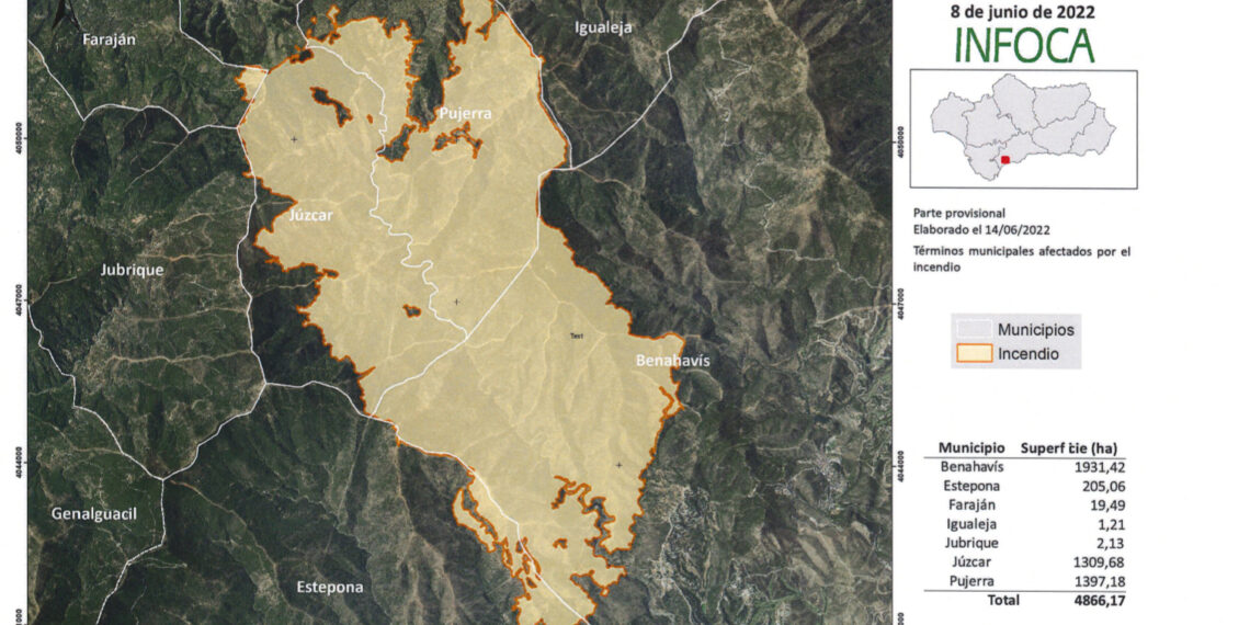 El incendio de Pujerra, que está controlado, recorre más de 4.800 hectáreas