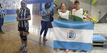 Los manilveños Eva Hernández, Juan Infante y Mar Carreño, en los nacionales de balonmano y escalada