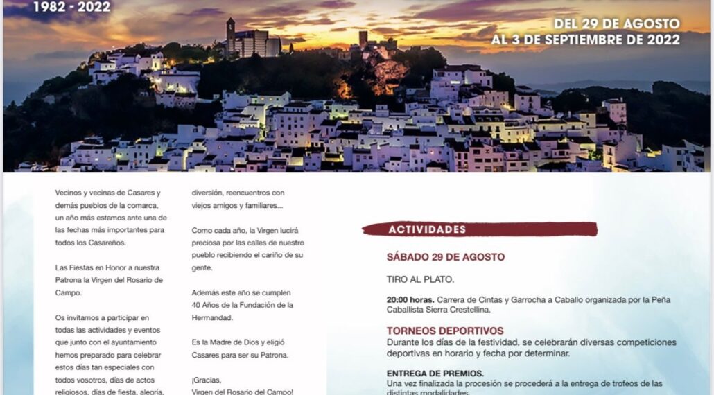 Esta semana arrancan las fiestas patronales de Casares en honor a la Virgen del Rosario del Campo