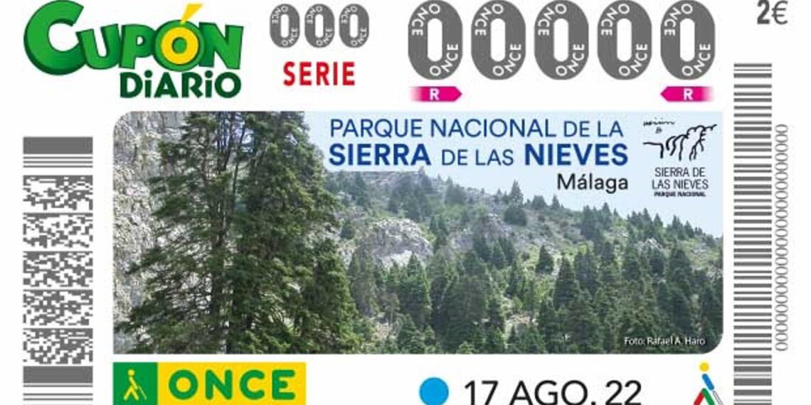 La ONCE dedica el cupón del 17 de agosto al Parque Nacional Sierra de las Nieves