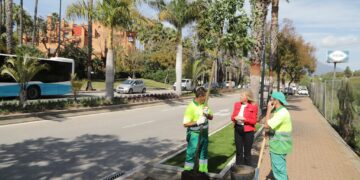 Finaliza el ajardinamiento y la renovación de la red de riego de la avenida Príncipe Salman de Nueva Andalucía