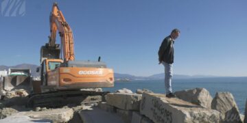 Obras de refuerzo del muro de escollera del Castillo de la Duquesa