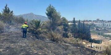 Bomberos extinguen un incendio junto al polígono industrial de San Pedro
