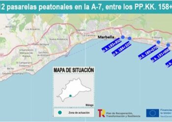 Adjudicadas por 1,8 millones la reparación de 12 pasarelas peatonales en la A-7 en Estepona, Marbella y Mijas
