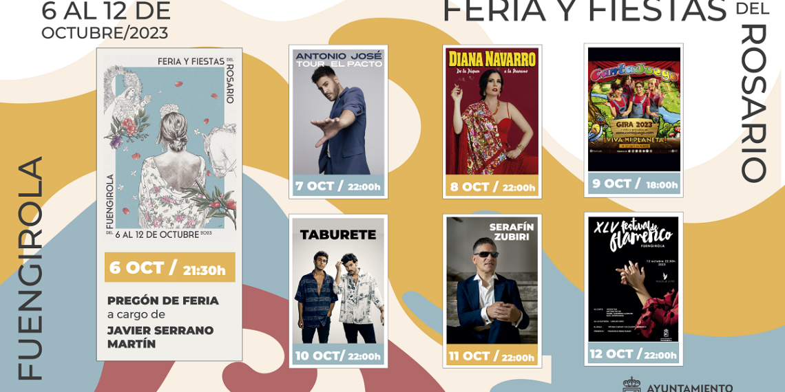 Diana Navarro, Taburete, Antonio José, Serafín Zubiri y Cantajuegos  actuarán en la Feria del Rosario de Fuengirola