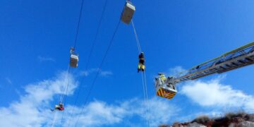 Bomberos de Benalmádena realizan un exitoso simulacro de rescate en Teleférico