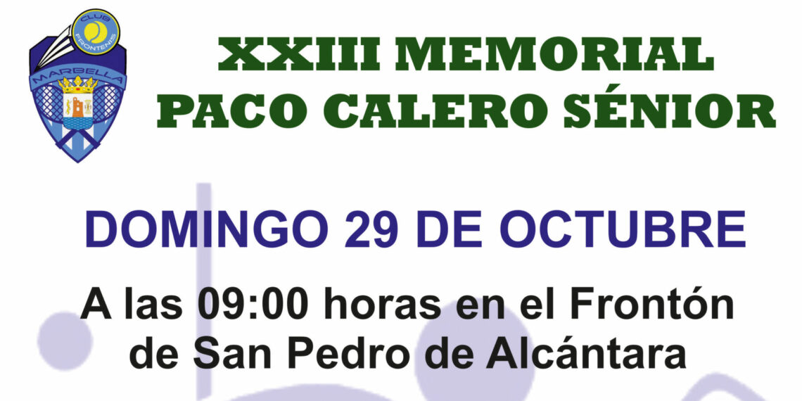 El Polideportivo Paco Cantos y el Palacio de Deportes Elena Benítez serán escenarios del XXIII Memorial Paco Calero de frontenis