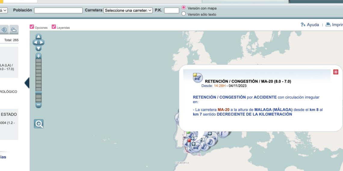Un accidente provoca retenciones a la salida de Málaga en la MA-20 dirección Torremolinos