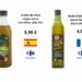 Carrefour vende en Francia su marca blanca de virgen extra hasta 2 euros/litro más barata que en España