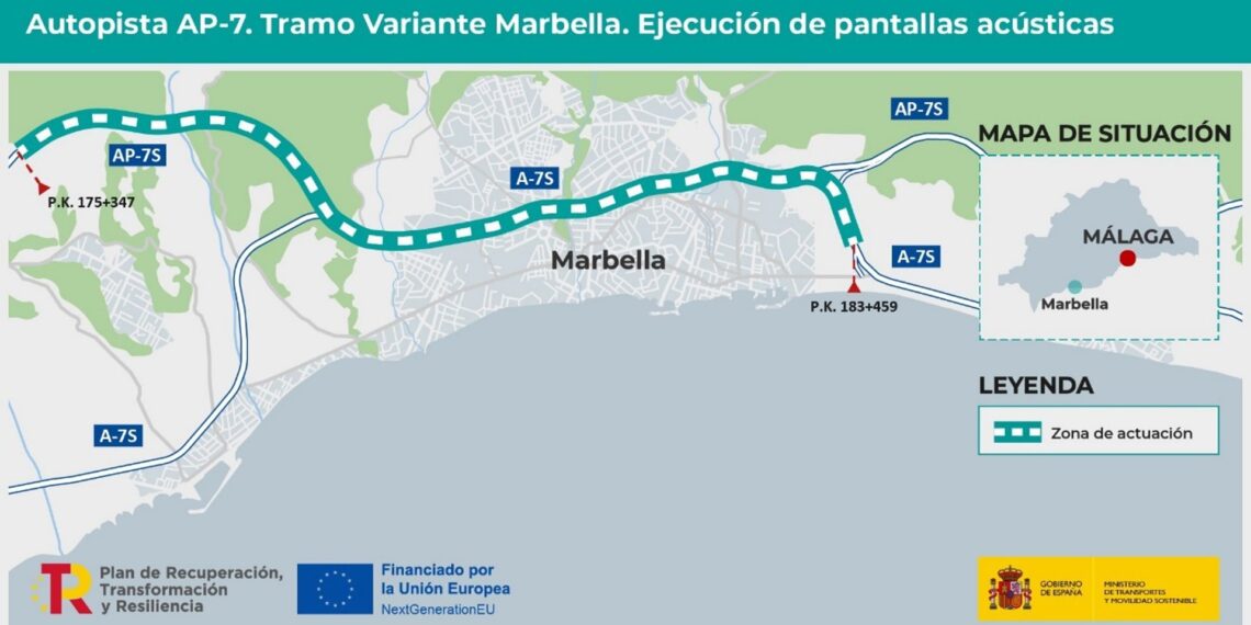 Licitan por 15,8 millones las obras para mitigar el ruido en la AP-7 a su paso por Marbella