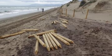La borrasca Karlotta provoca importantes destrozos en las dunas de Marbella