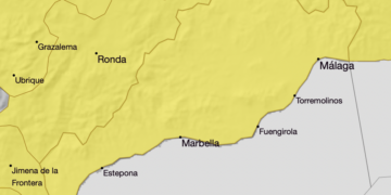 Activada la alerta amarilla por lluvia y viento en la Costa del Sol