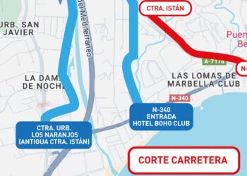 Corte de tráfico en un tramo de la carretera de Istán desde desde este lunes 1 de abril