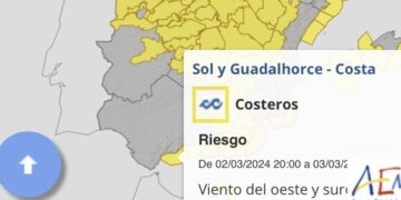 La Costa del Sol en aviso amarillo por fuertes vientos en la tarde de este sábado