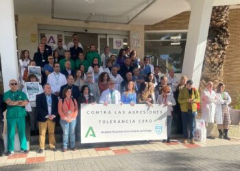 Los profesionales del Hospital Regional Universitario de Málaga se concentran en repulsa por agresiones al personal