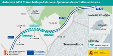 Transportes adjudica por 3,3 millones de euros las obras para mitigar el ruido en la autopista AP-7 en el tramo Málaga-Estepona