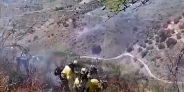 Estabilizado un incendio forestal en una zona de monte en Canillas de Aceituno
