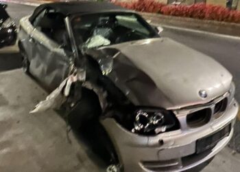 Un herido tras colisionar un vehículo contra un árbol en la avenida del Carmen de Estepona