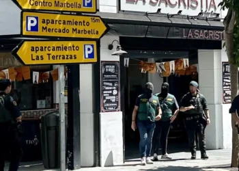 Agentes irrumpen armados y con pasamontañas en el mercado de Marbella