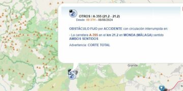 Una colisión entre dos vehículos obliga el cierre de la carretera a Monda desde Marbella