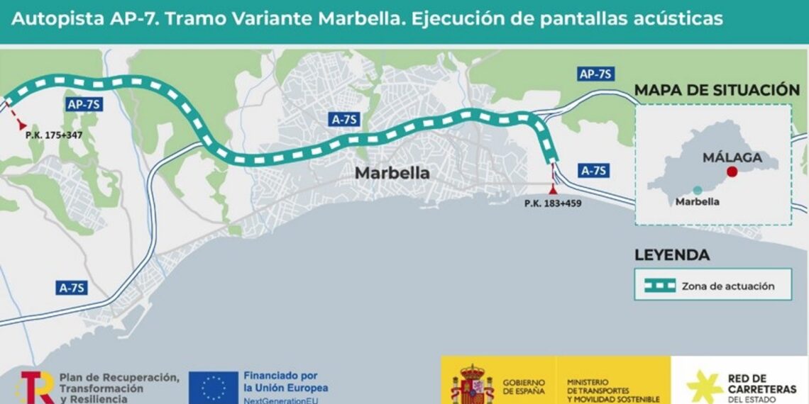 Gobierno formaliza por 13,1 millones las obras para reducir ruido de AP-7 en el tramo de la variante de Marbella
