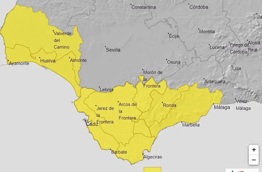 La AEMET activa el aviso amarillo por tormentas en la Costa del Sol
