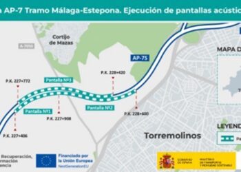 Ejecutan obras para reducir el ruido en la AP-7 a su paso por Torremolinos