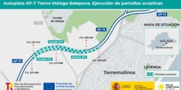 Ejecutan obras para reducir el ruido en la AP-7 a su paso por Torremolinos
