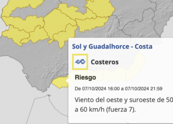La Aemet activa la alerta amarilla por fuertes vientos en la Costa del Sol