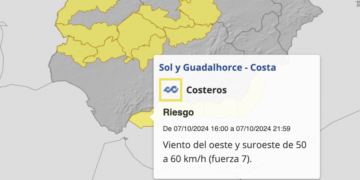 La Aemet activa la alerta amarilla por fuertes vientos en la Costa del Sol