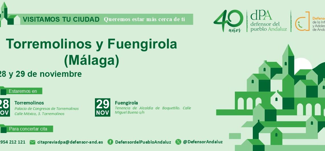 Un equipo del Defensor del Pueblo Andaluz estará en Torremolinos para asesorar a los vecinos en materias de vivienda, salud o educación
