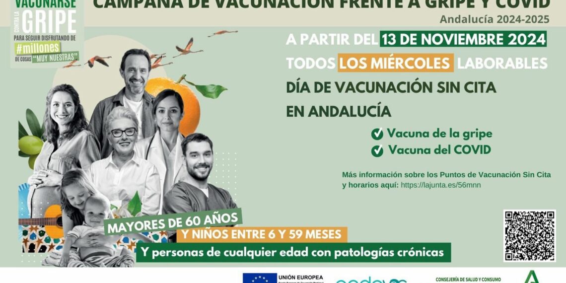 Andalucía vacunará sin cita todos los miércoles a la población diana en 623 puntos