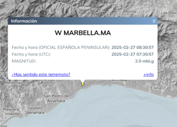 Registrado este jueves un terremoto en Marbella de magnitud 2