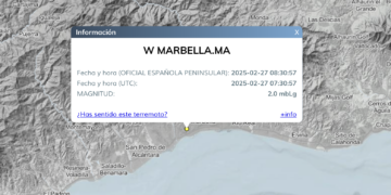 Registrado este jueves un terremoto en Marbella de magnitud 2