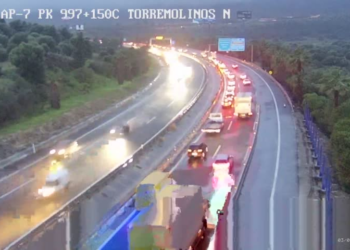 Tráfico ralentizado en la A-7 por las altas precipitaciones y un accidente