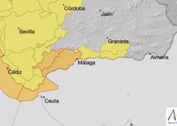 Aemet eleva la alerta a naranja por fuertes lluvias este lunes en la Costa del Sol