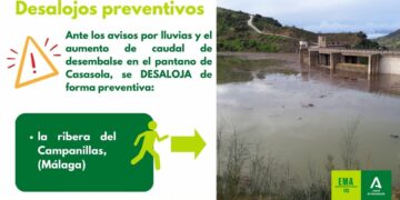 Desalojo preventivo de la ribera del río Campanillas en previsión ante las lluvias