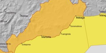 La AEMET eleva la alerta por lluvias a naranja para este lunes en la Costa del Sol y Guadalhorce