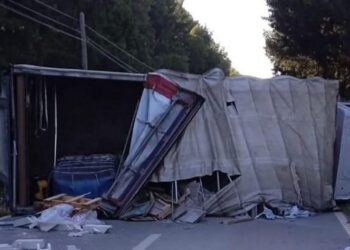 Vuelca un camión y provoca el corte temporal de la carretera que conecta Secadero y Tesorillo