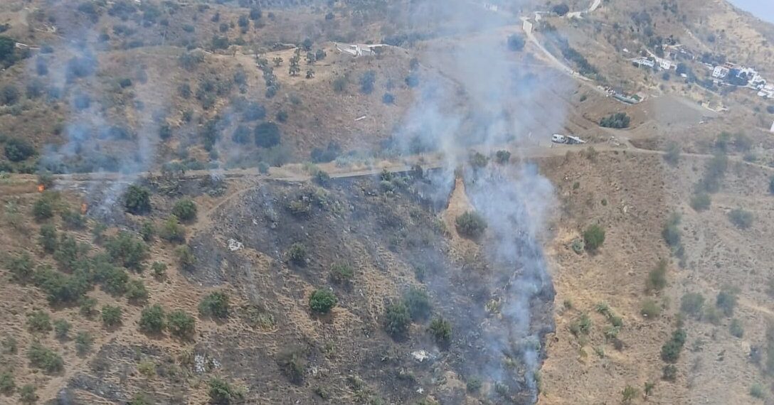 Declarado un incendio forestal en el municipio malagueño de Moclinejo