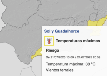 El terral pone en alerta amarilla por calor a la Costa del Sol y Guadalhorce