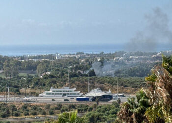 Bomberos intervienen en un incendio en una zona de pastos cercana a la A-7 en Marbella