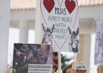 Mijas se moviliza: una nueva protesta de animalistas exige el fin definitivo de los burro-taxis